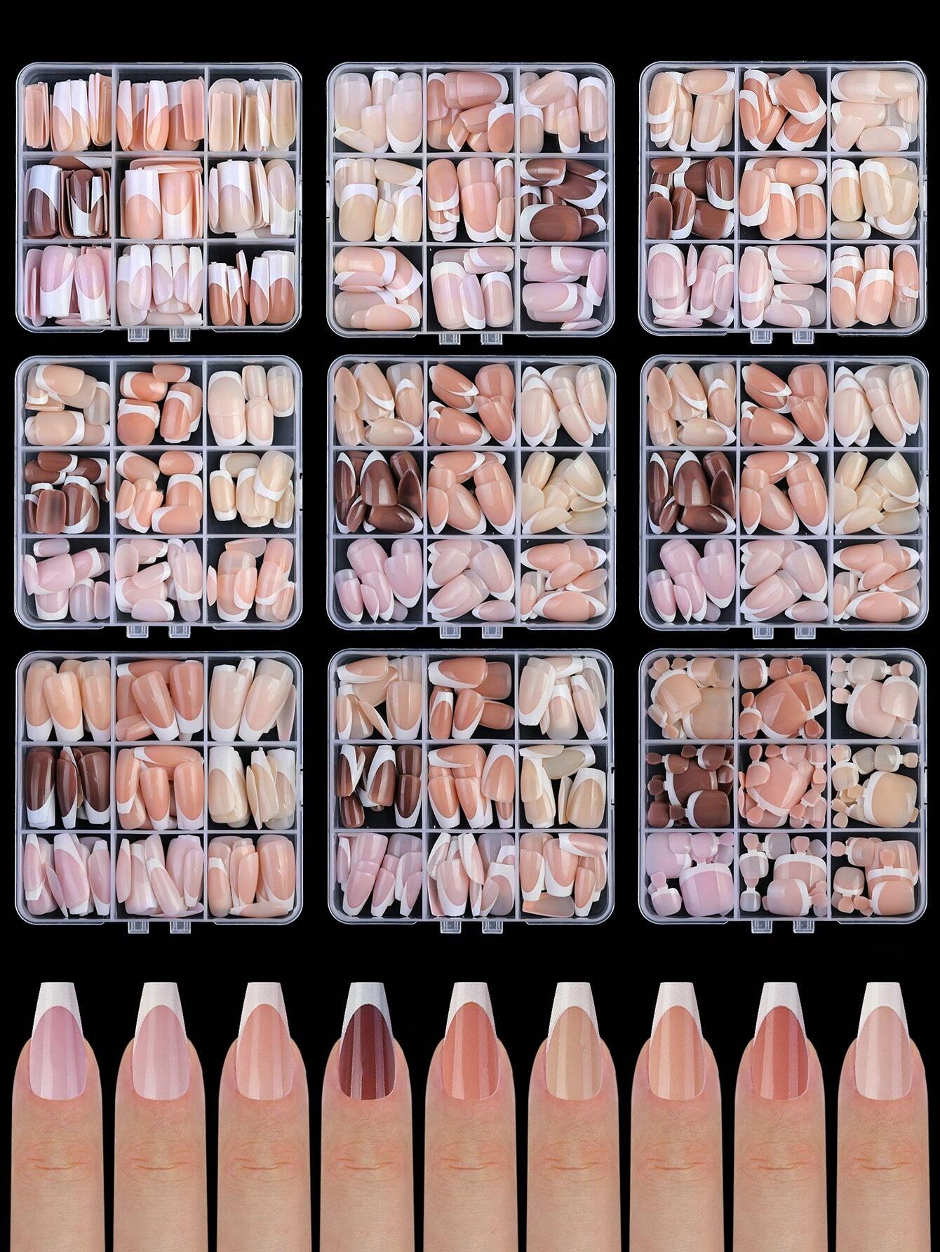 SHEIN Boxed French Style Ballet/Pointed/Square/Toe Full Cover Press-On Artificial Nails