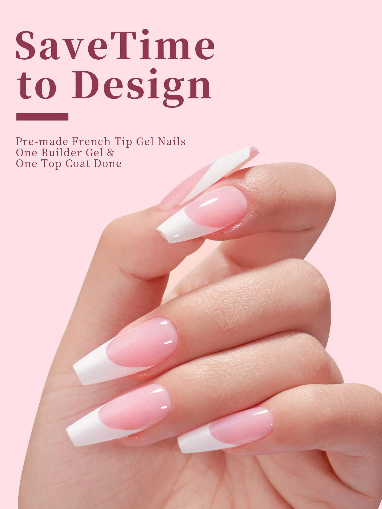 SHEIN Boxed French Style Ballet/Pointed/Square/Toe Full Cover Press-On Artificial Nails