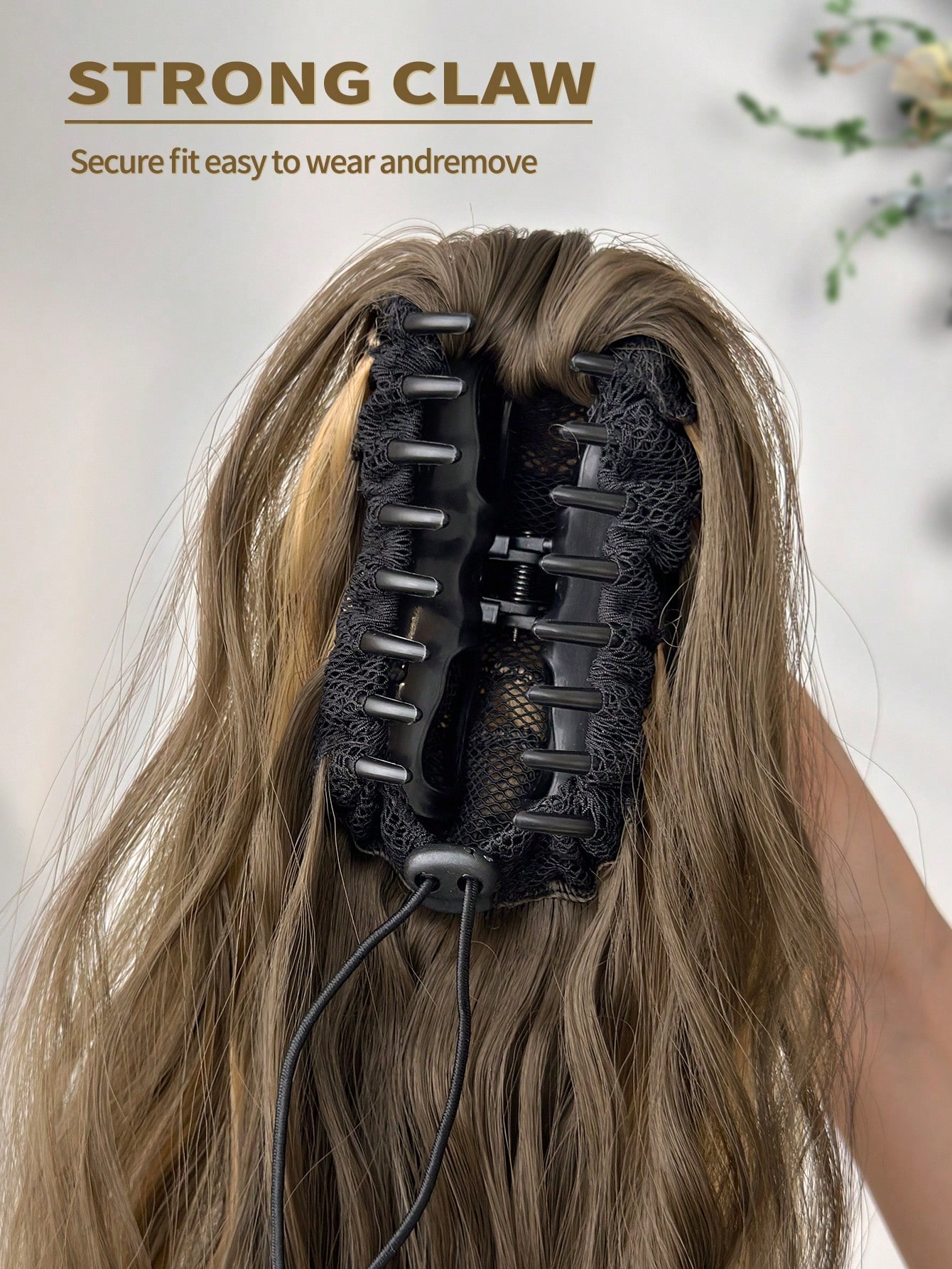 SHEIN 24 Inch Deep Brown Water Wave Curly Ponytail Hair Extension