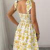 SHEIN Selianne New Ditsy Floral Shoulder Tie Cinched Waist A-Line Dress