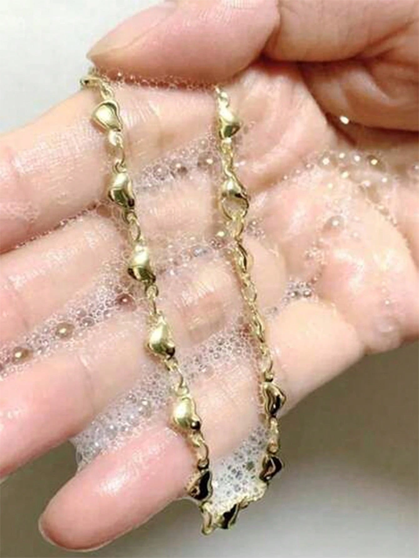 SHEIN Waterproof Stainless Steel Heart-Shaped Anklet 18K Gold Plated