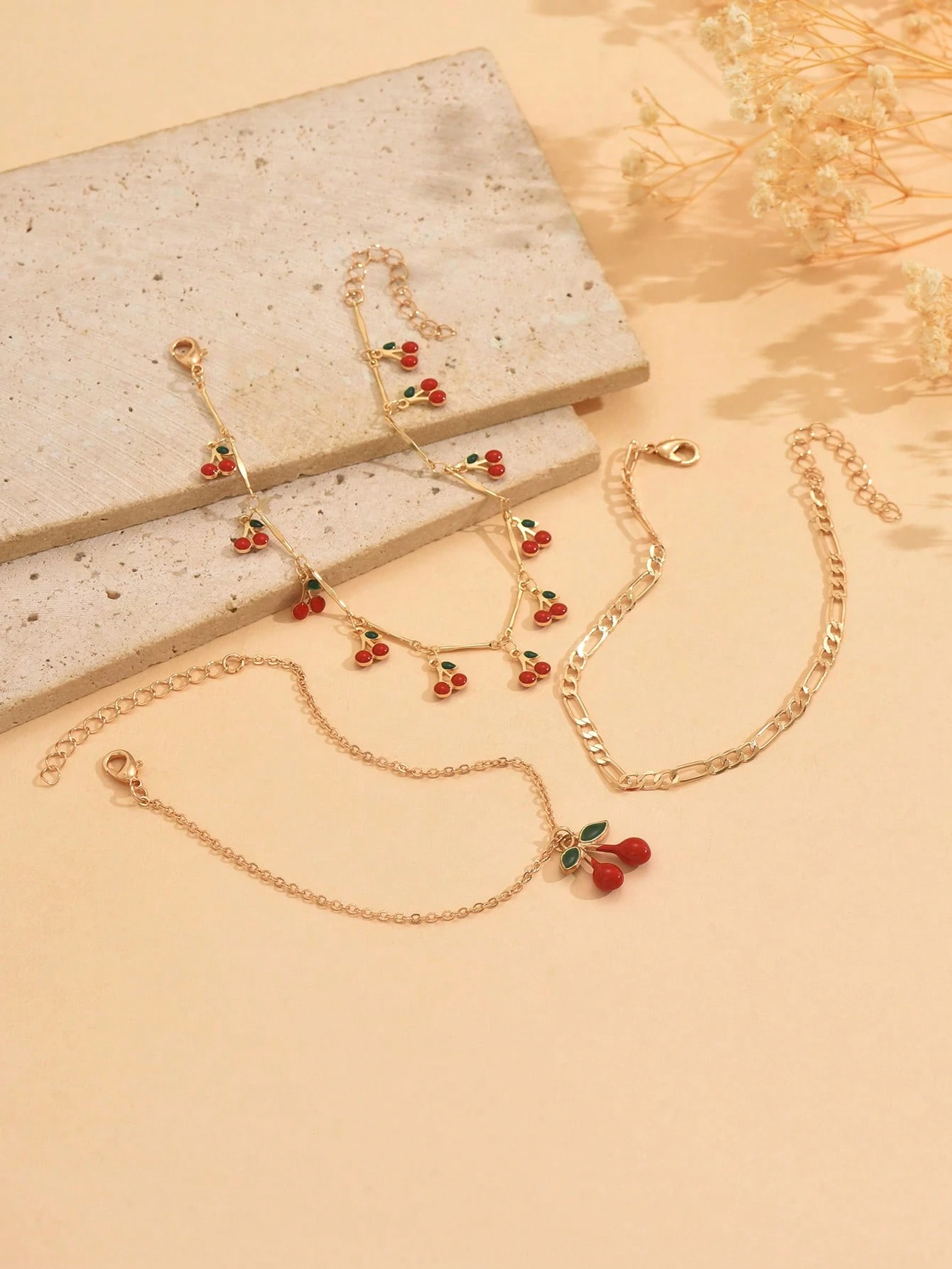 SHEIN Sweet Cherry Pendant Anklet