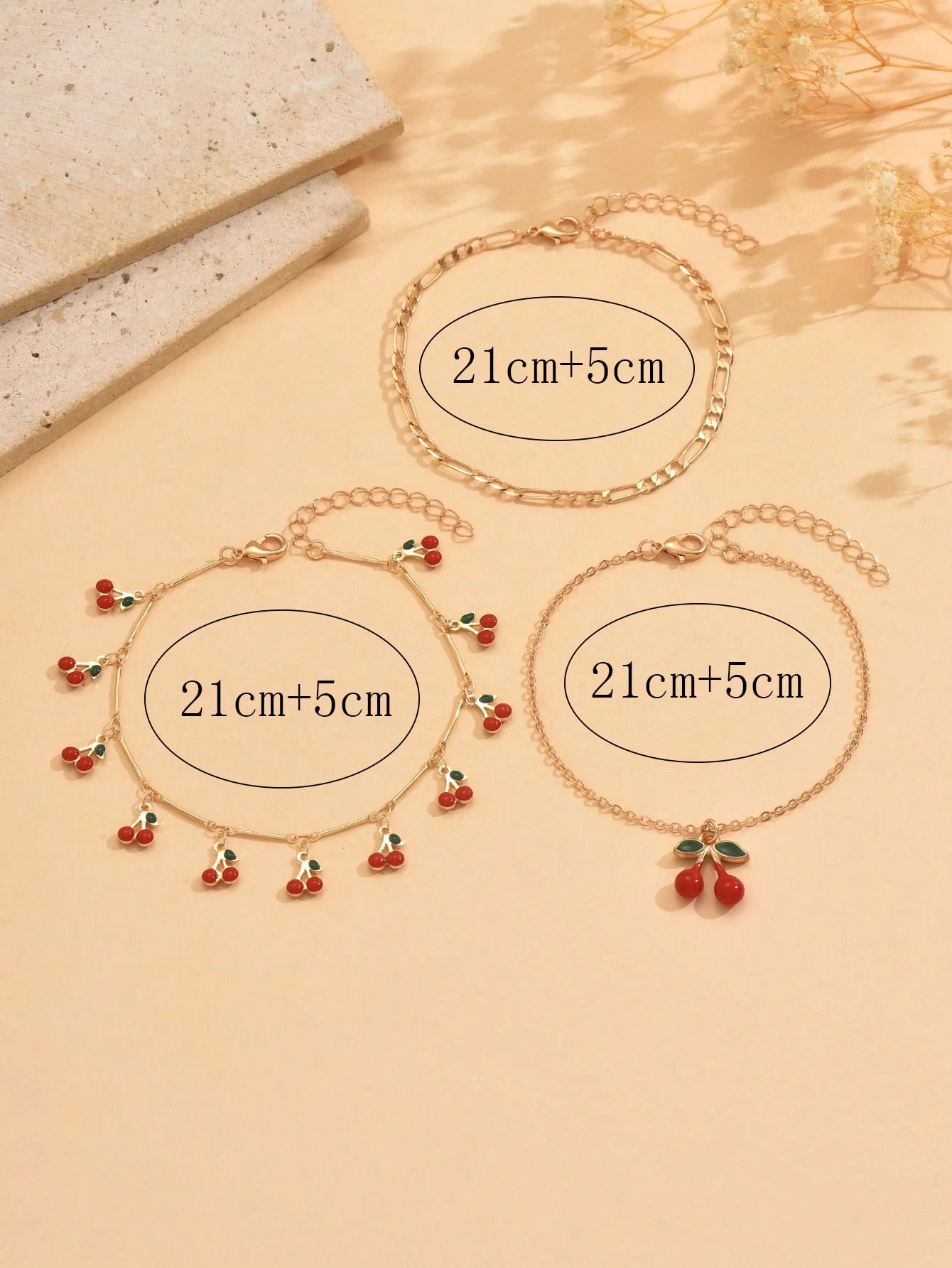 SHEIN Sweet Cherry Pendant Anklet