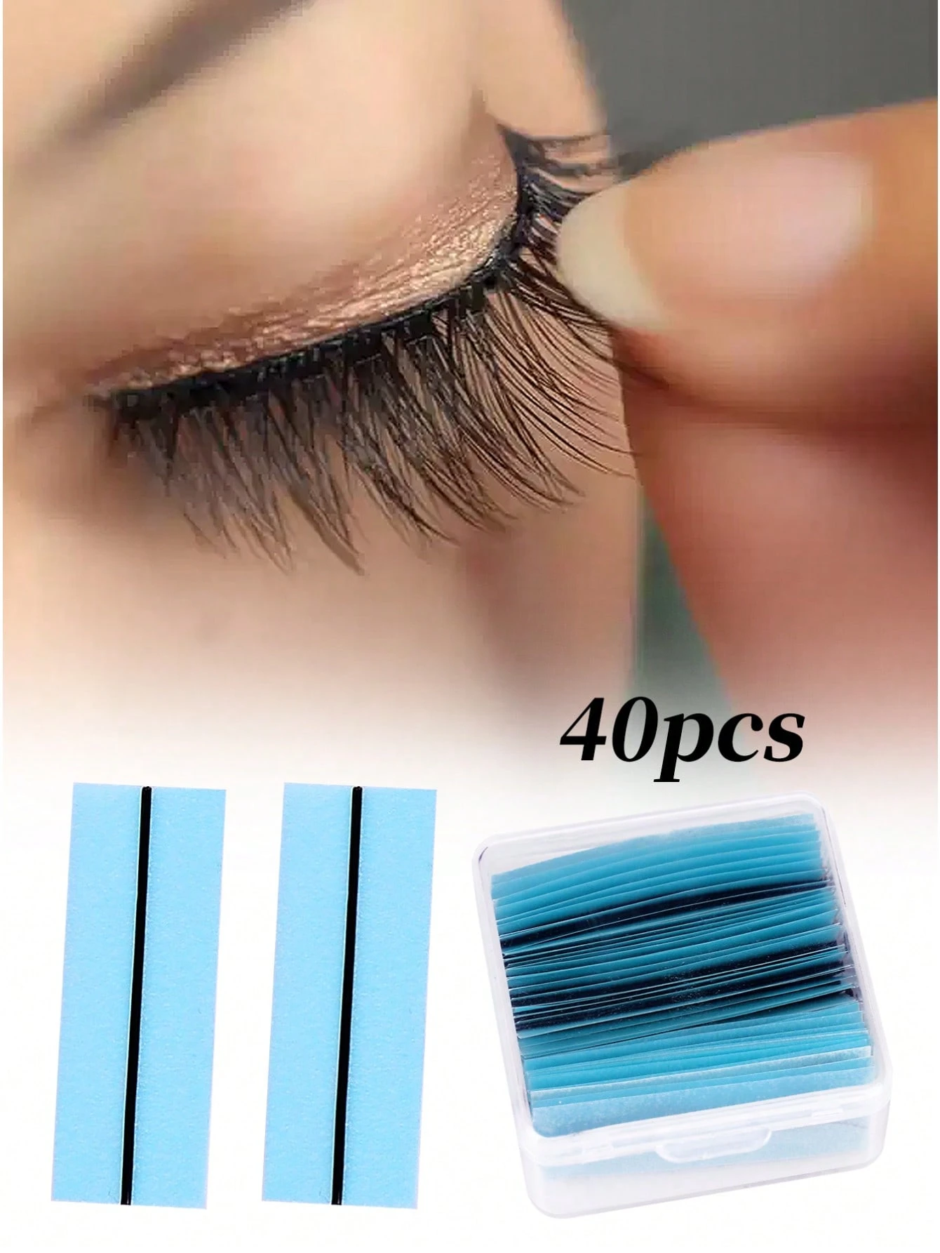 SHEIN 40pcs Box Black Self Adhesive Eyelash Extension Glue Strips