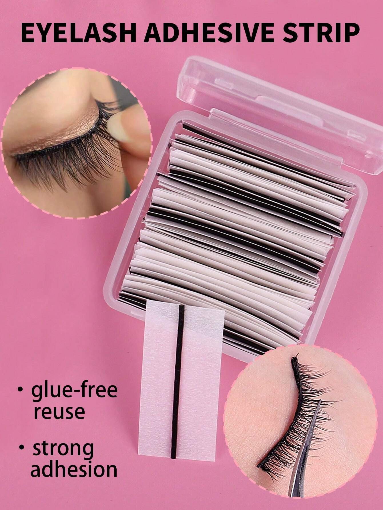 SHEIN 40pcs Box Black Self Adhesive Eyelash Extension Glue Strips
