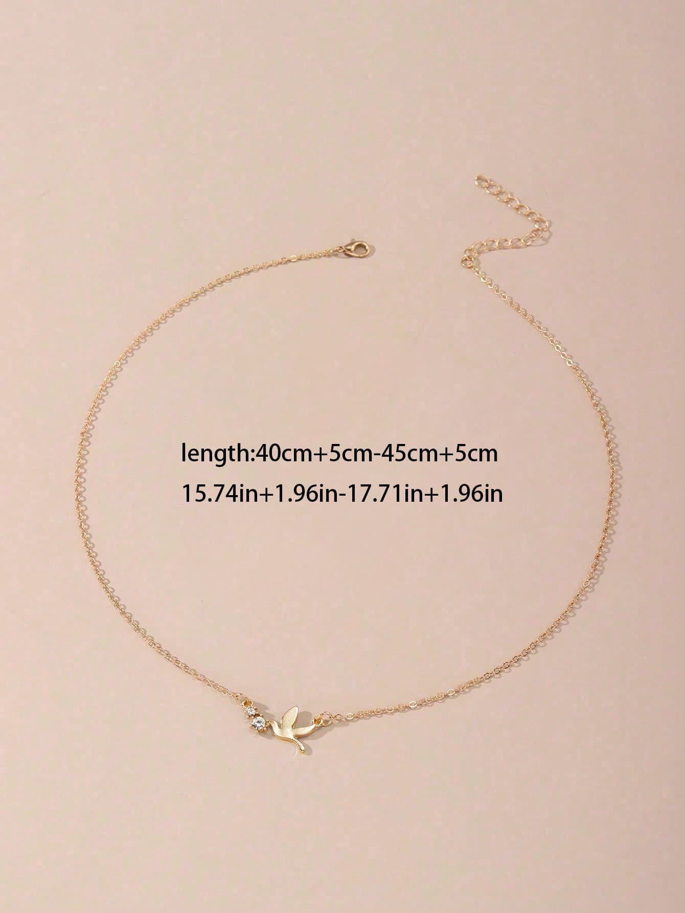 SHEIN Cubic Zirconia & Bird Charm Necklace