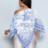 SHEIN SOLERSUN Women's White And Blue Summer Elegant Tea