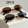 SHEIN 2pcs Oval Metal Frame Glasses Set