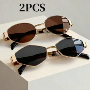 SHEIN 2pcs Oval Metal Frame Glasses Set