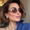 SHEIN 2pcs Oval Metal Frame Glasses Set