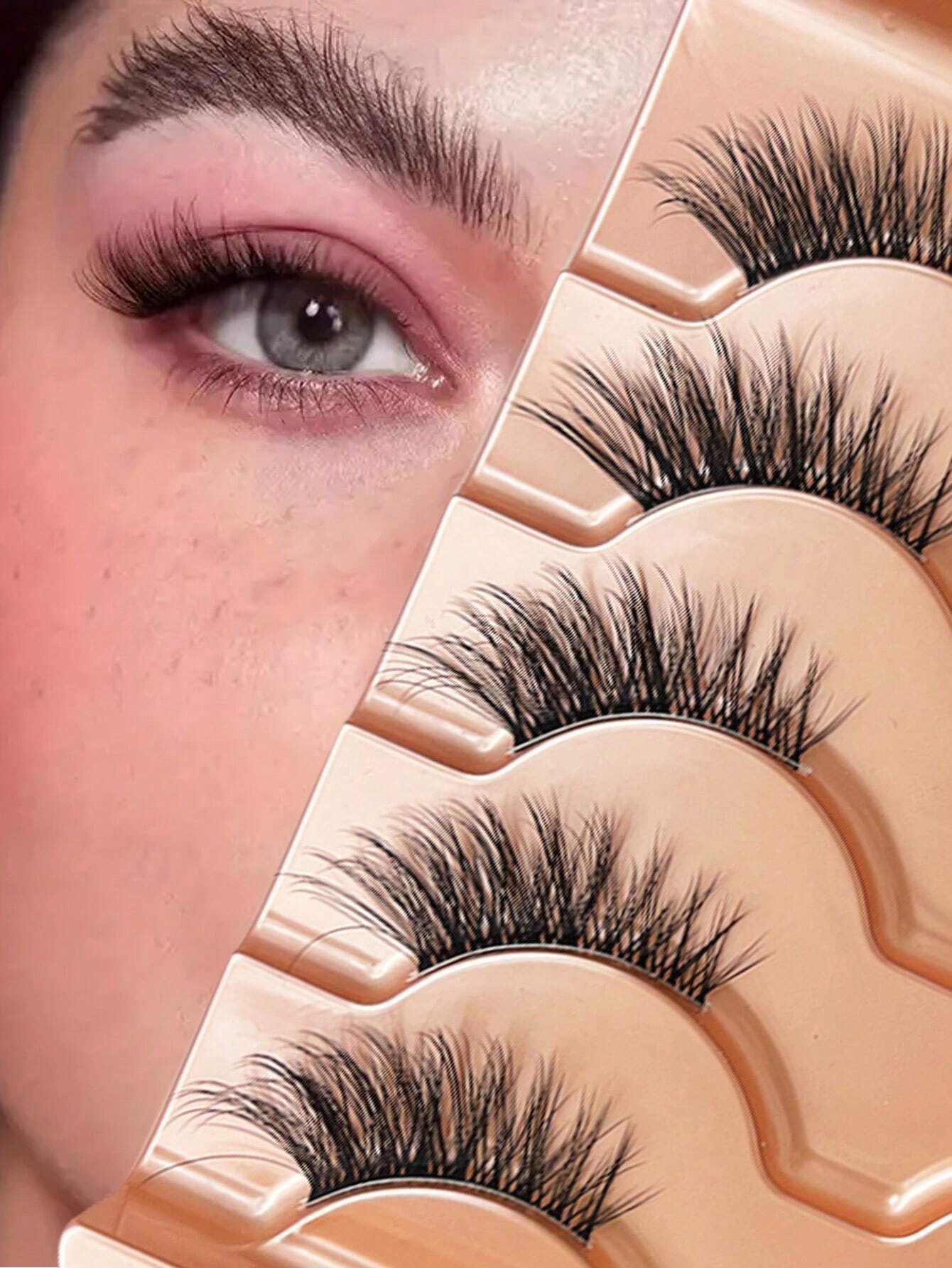 SHEIN 5 Pairs Cat Eye Half-Strip False Eyelashes
