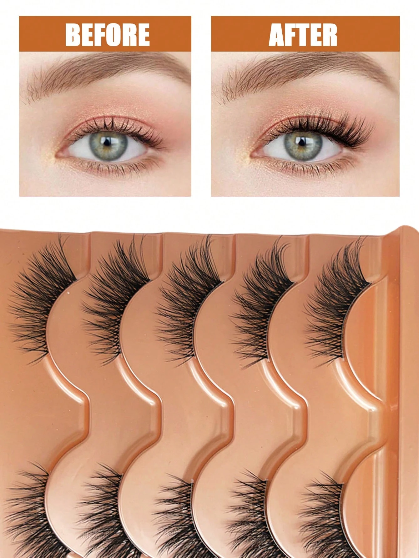 SHEIN 5 Pairs Cat Eye Half-Strip False Eyelashes