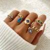 SHEIN 5pcs Handmade Enamel Rhinestone Blue Evil