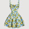 SHEIN Skyraze White And Blue Floral Dress
