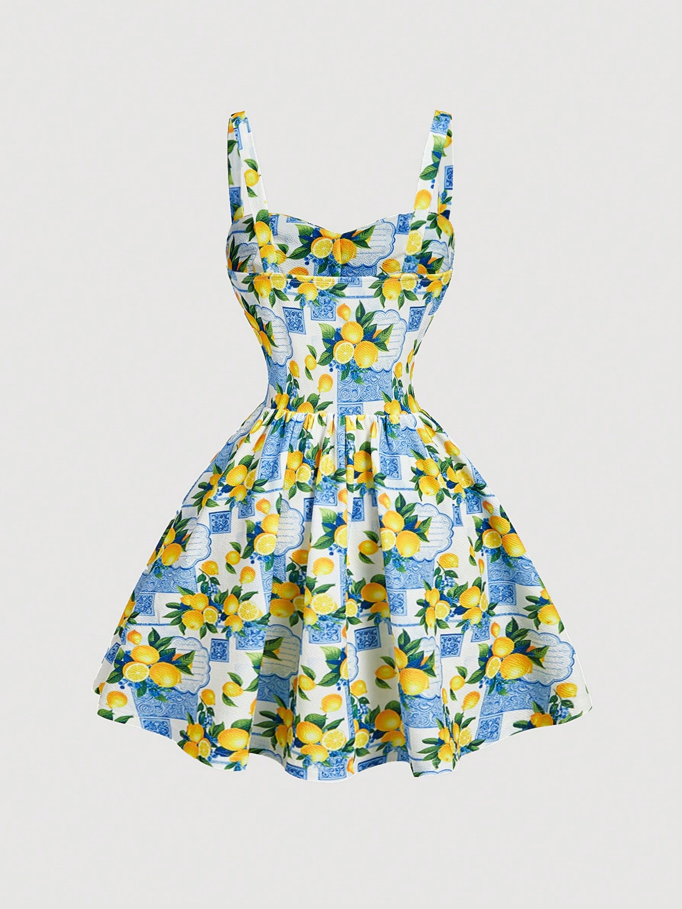 SHEIN Skyraze White And Blue Floral Dress