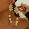 SHEIN Creative Left-Right Asymmetric Fringed Leaf Earrings