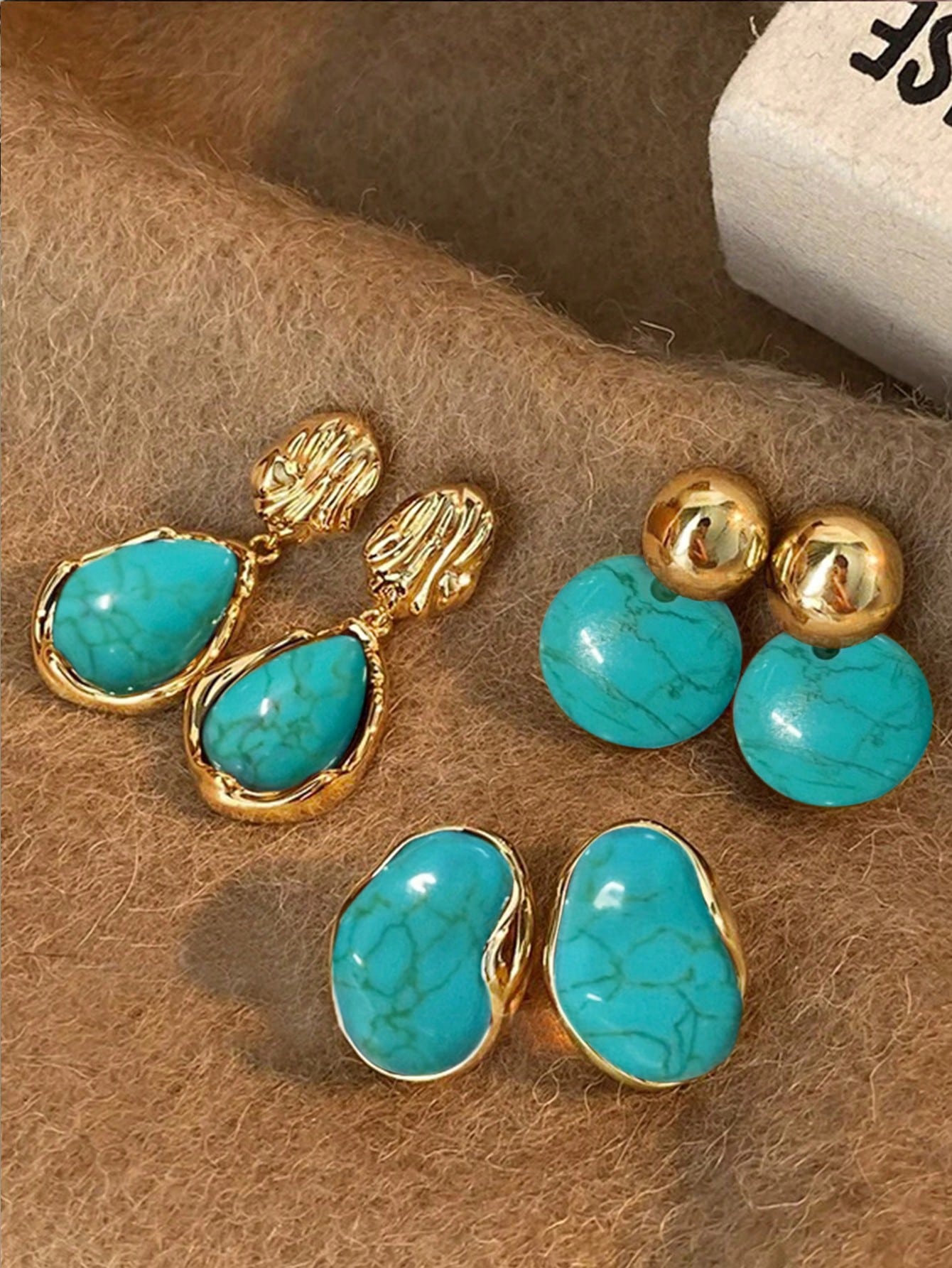 SHEIN 3 Pairs Vintage Elegant Gentle Faux Earrings Set