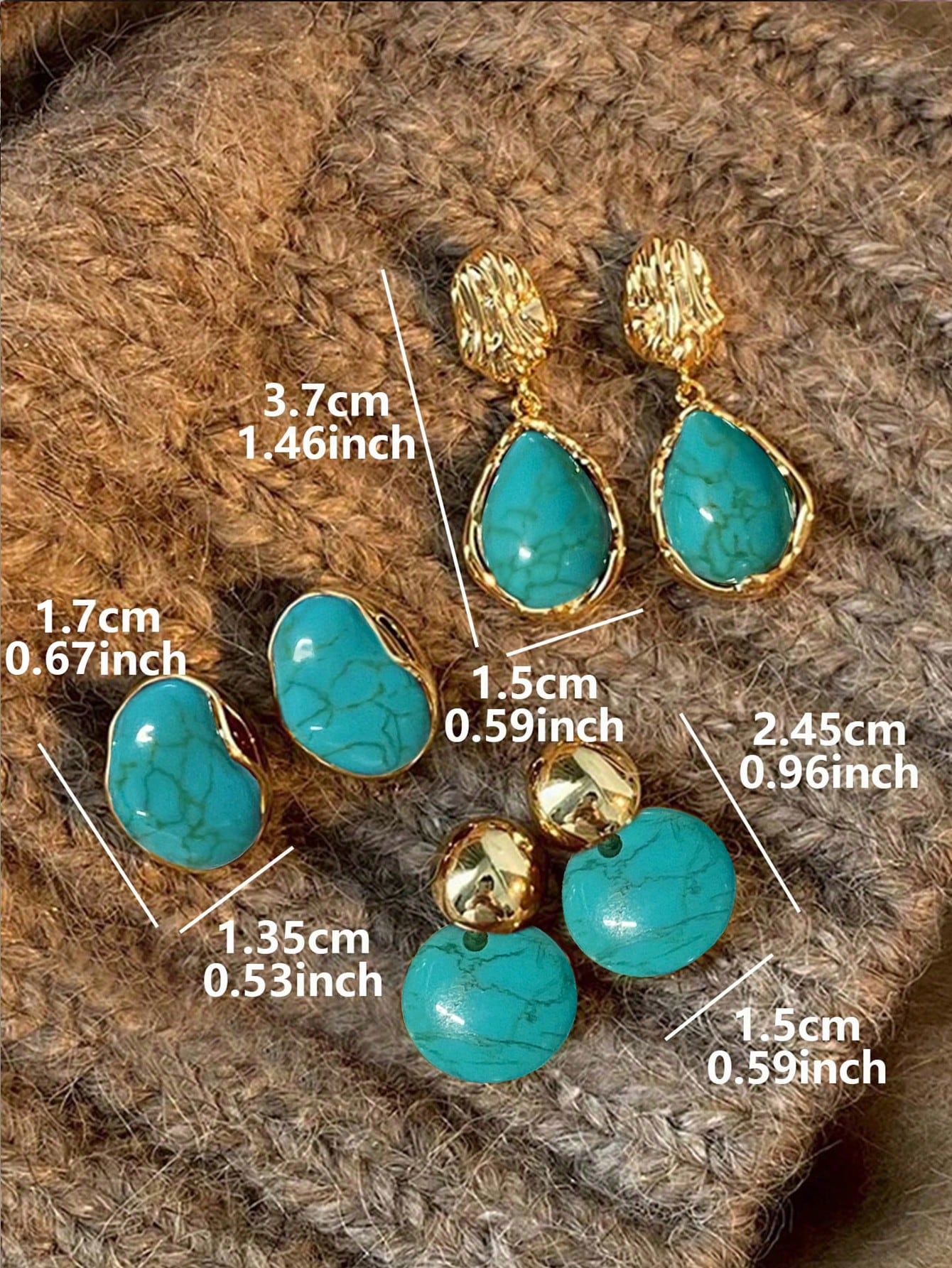SHEIN 3 Pairs Vintage Elegant Gentle Faux Earrings Set