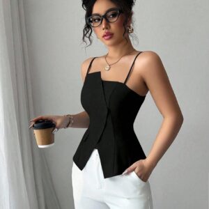 SHEIN Elenzga 2025 New Blue Asymmetric TOP