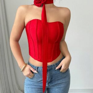 SHEIN Elenzga Rose Floral Crop Top