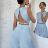 SHEIN Firerie Women's Elegant Baby Blue Summer 2Pcs Set