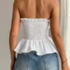 SHEIN INAWLY Off Shoulder Ruffled Hem Crop Top