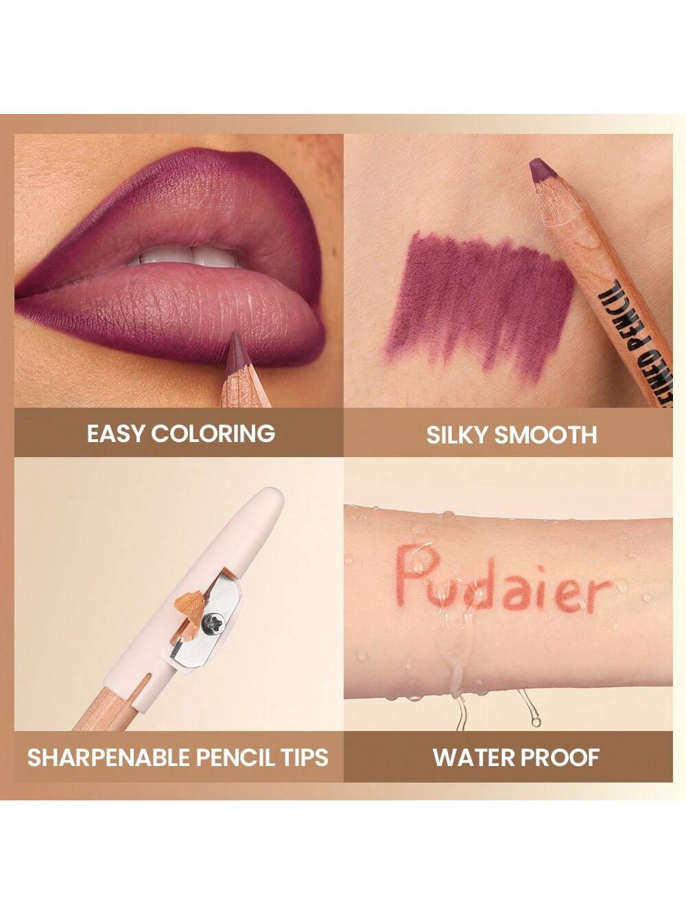 SHEIN Pudaier 6pcs/Set Long-Lasting Waterproof Lip Liner Pencils
