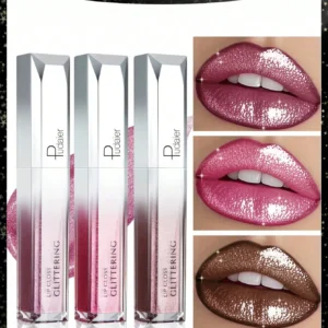 SHEIN Pudaier 3 Packs Metallic Diamond Lip Gloss Lip Combo