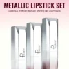 SHEIN Pudaier 3 Packs Metallic Diamond Lip Gloss Lip Combo