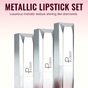 SHEIN Pudaier 3 Packs Metallic Diamond Lip Gloss Lip Combo