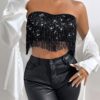 SHEIN VaVaBold Fringe Trim Crop Tube Top