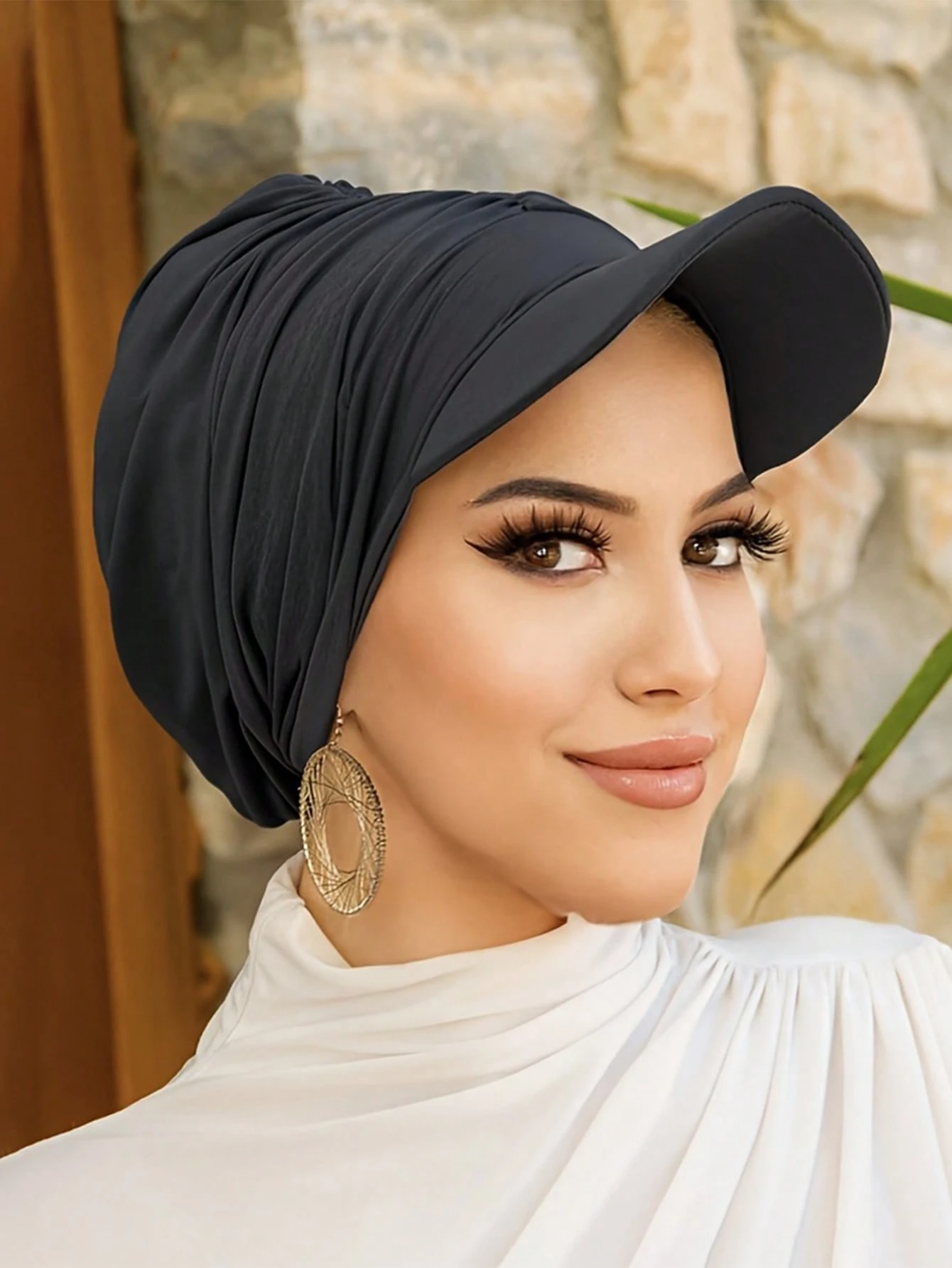 SHEIN Pleated Visor Turban Hat