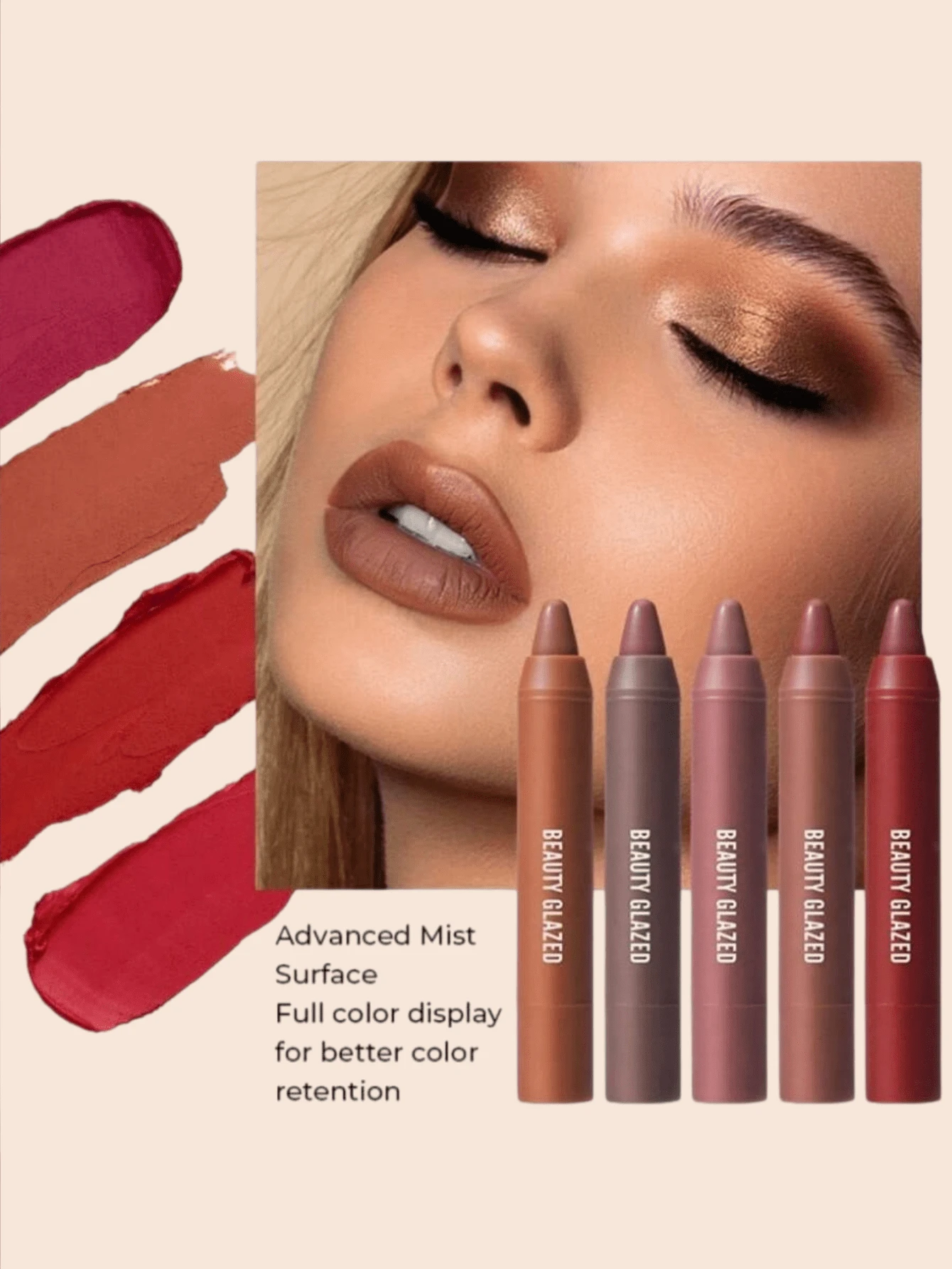 SHEIN beauty glazed Women's Nude Brown Matte Lipstick Pencil